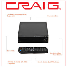 Load image into Gallery viewer, Craig CVD512A Compact Progressive Scan DVD/JPEG/CD-R/CD-RW/CD Player with Remote