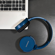 Load image into Gallery viewer, Magnavox MBH542-BL Bluetooth Wireless Foldable Stereo Headphones in Blue