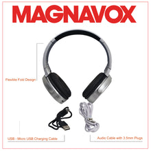 Load image into Gallery viewer, Magnavox MBH542-SG Bluetooth Wireless Foldable Stereo Headphones in Space Grey