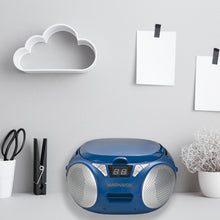Load image into Gallery viewer, Magnavox MD6924-BL Portable Top Loading CD Boombox with AM/FM Radio in Blue