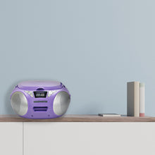 Load image into Gallery viewer, Magnavox MD6924-PL Portable Top Loading CD Boombox with AM/FM Radio in Purple