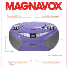 Load image into Gallery viewer, Magnavox MD6949-PL Portable CD Boombox with AM/FM Radio and Bluetooth in Purple