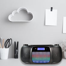 Load image into Gallery viewer, Magnavox MD6972 CD Boombox with AM/FM Radio, Color Changing Lights and Bluetooth in Black