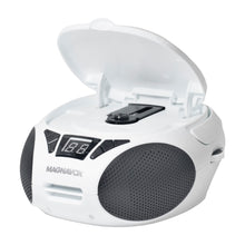 Load image into Gallery viewer, Magnavox MD6924-WH Portable Top Loading CD Boombox with AM/FM Radio in White/Black
