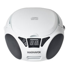 Load image into Gallery viewer, Magnavox MD6924-WH Portable Top Loading CD Boombox with AM/FM Radio in White/Black