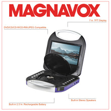 Load image into Gallery viewer, Magnavox MTFT750-PL Portable 7 inch DVD/CD Player with Remote in Purple