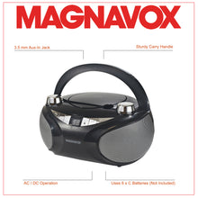 Load image into Gallery viewer, Magnavox MD6949-BK Portable CD Boombox with AM/FM Radio and Bluetooth in Black