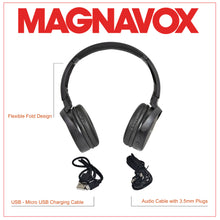 Load image into Gallery viewer, Magnavox MBH542-BK Bluetooth Wireless Foldable Stereo Headphones in Black