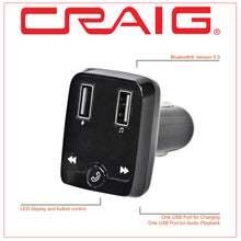Load image into Gallery viewer, Craig CBT3348A Bluetooth Car FM Radio Transmitter with and Microphone in Black