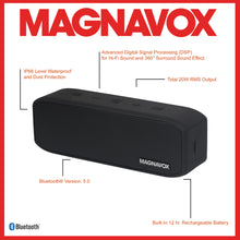 Load image into Gallery viewer, Magnavox MMA3929 Waterproof Portable Bluetooth Speaker with 360° Sound in Black