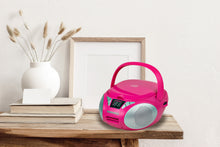 Load image into Gallery viewer, Magnavox MD6924-PK Portable Top Loading CD Boombox with AM/FM Stereo Radio in Pink