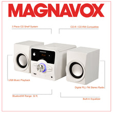 Load image into Gallery viewer, Magnavox MM442-WH Top Loading CD Shelf System with FM Radio, Bluetooth and Remote in White