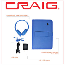 Load image into Gallery viewer, Craig CMP840 BUN-BL-HD Quad Core 10.1 in. Tablet with Keyboard Case &amp; Headphones in Blue
